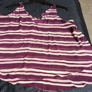 Lane Bryant Burgandy and White Asymmetrical Camisole